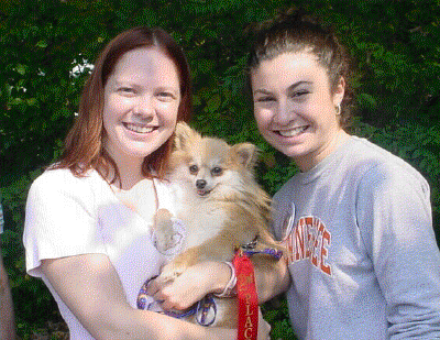 Kristin and Christina and Wiley - Congrats to Wiley for his second place finish as 'Cutest Dog'!